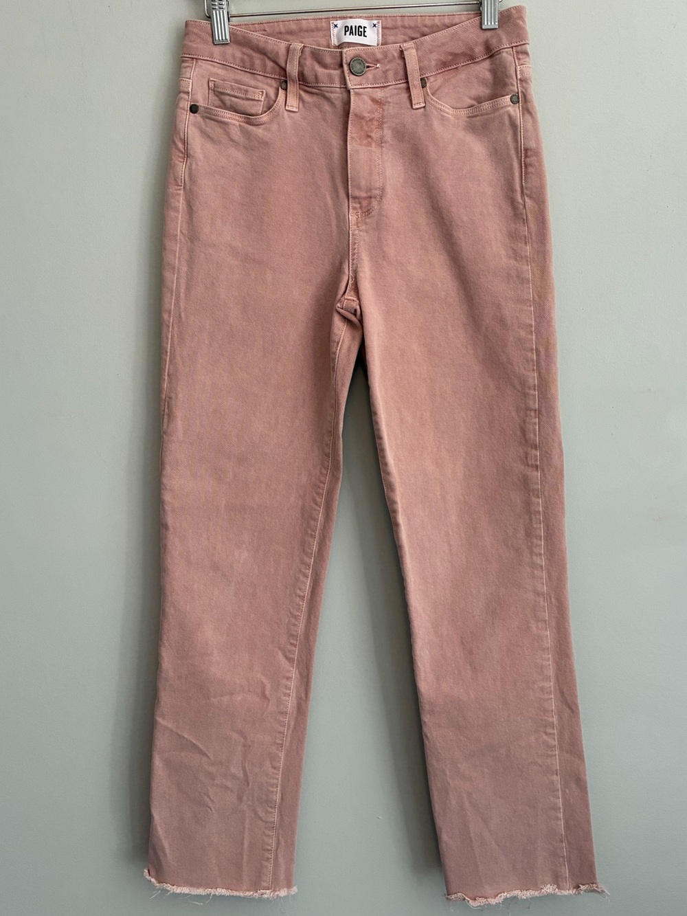 PAIGE Muted Pink High Rise Straight Leg Jeans Size 27